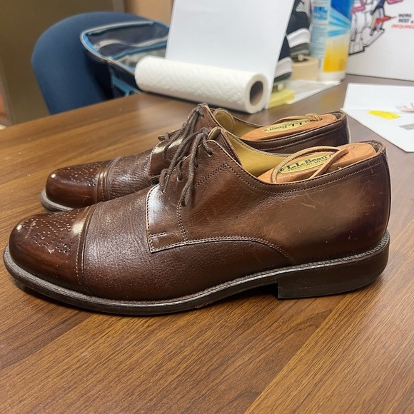 Johnston & Murphy Cellini Cap Toe Italian Brown Leather Dress Shoe Size 9.5M - Picture 5 of 11